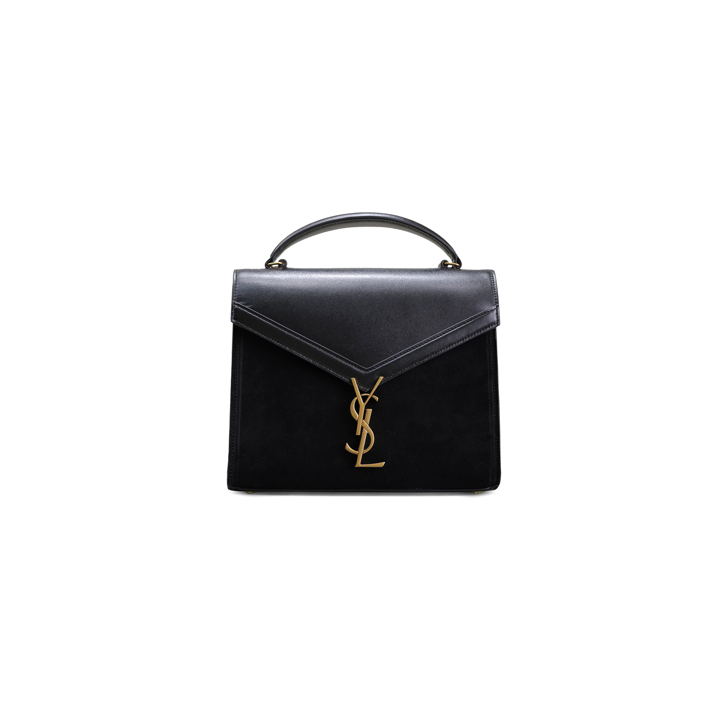 YSL CASSANDRA MEDIUM TOP HANDLE BAG IN SUEDE WITH LEATHER 623930DM60W1000 (24.5*20*11.5cm)